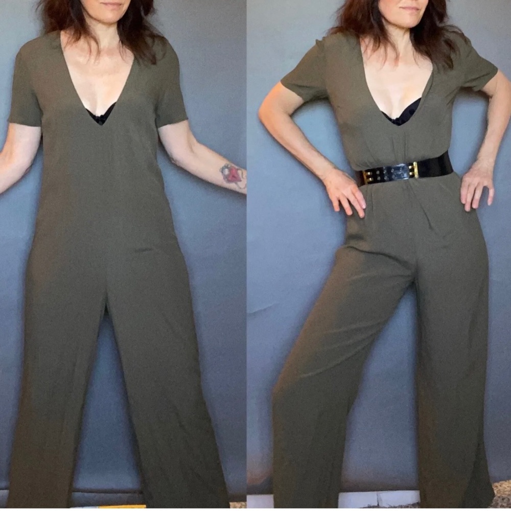 Reformation V-neck Short Sleeve Jumpsuit
